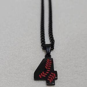 Baseball Number 4 Pendant Necklace